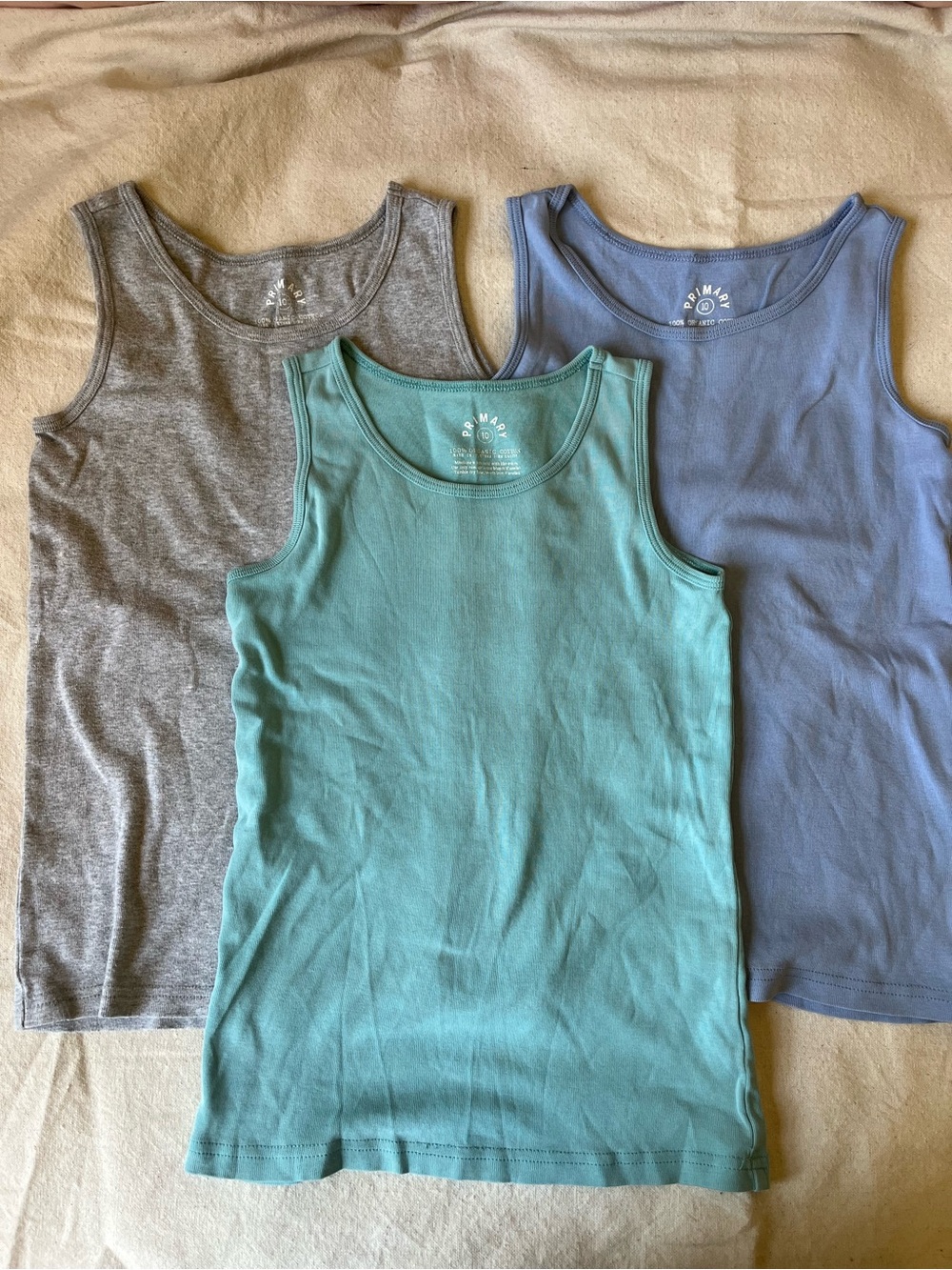 Primary rib tanks in organic cotton size 10